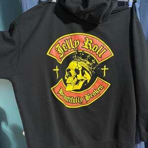 Jelly Roll Beautifully Broken Tour Hoodie Black Skull Crown Men's 3XL
